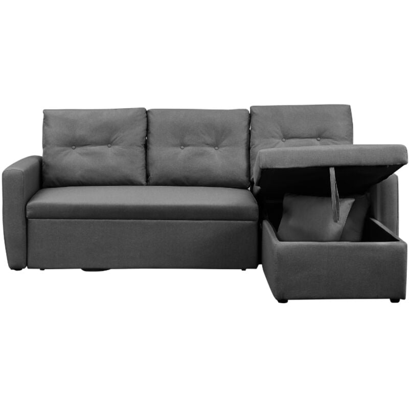 Concept-usine - malmo - Canapé d'angle 3 places convertible gris