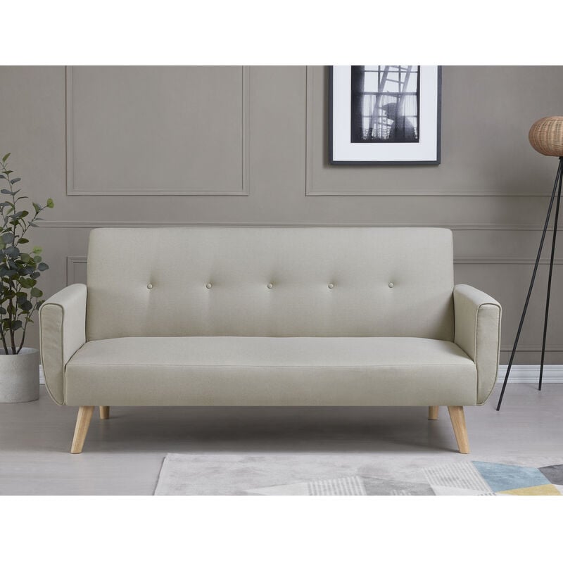 Canapé scandinave convertible 3 places beige malmo