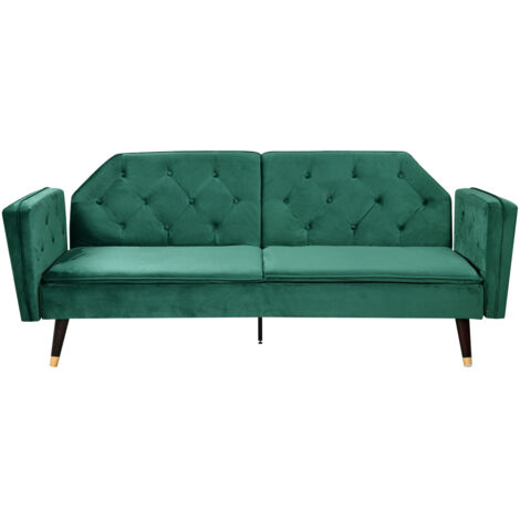 Malmo Plush Velvet Sofa Bed in Green