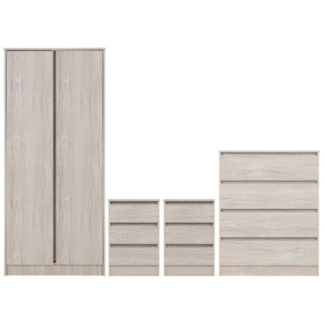 Malvern 2 Door Wardrobe Bedroom Set - Urban Snow