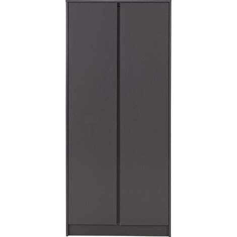 Malvern 2 Door Wardrobe in Grey Finish Hanging Rail and Shelf