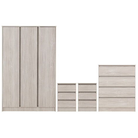 Malvern 3 Door Wardrobe Bedroom Set - Urban Snow