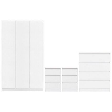Malvern 3 Door Wardrobe Bedroom Set - White