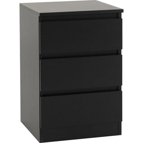 Malvern 3 Drawer Bedside Black