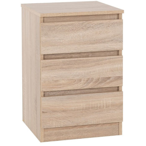 Malvern 3 Drawer Bedside - L40 x W40 x H60 cm - Sonoma Oak Effect