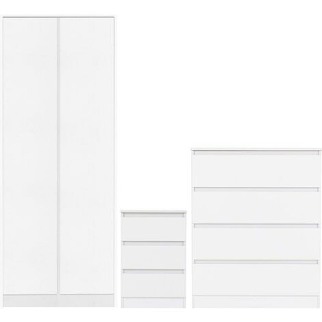 Malvern Trio Bedroom Set - L50.5 x W80 x H180 cm - White