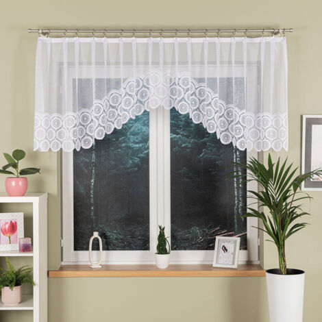 MALWINA - Cortina jacquard confeccionada con corte en la parte inferior - 310x80 cm - blanco
