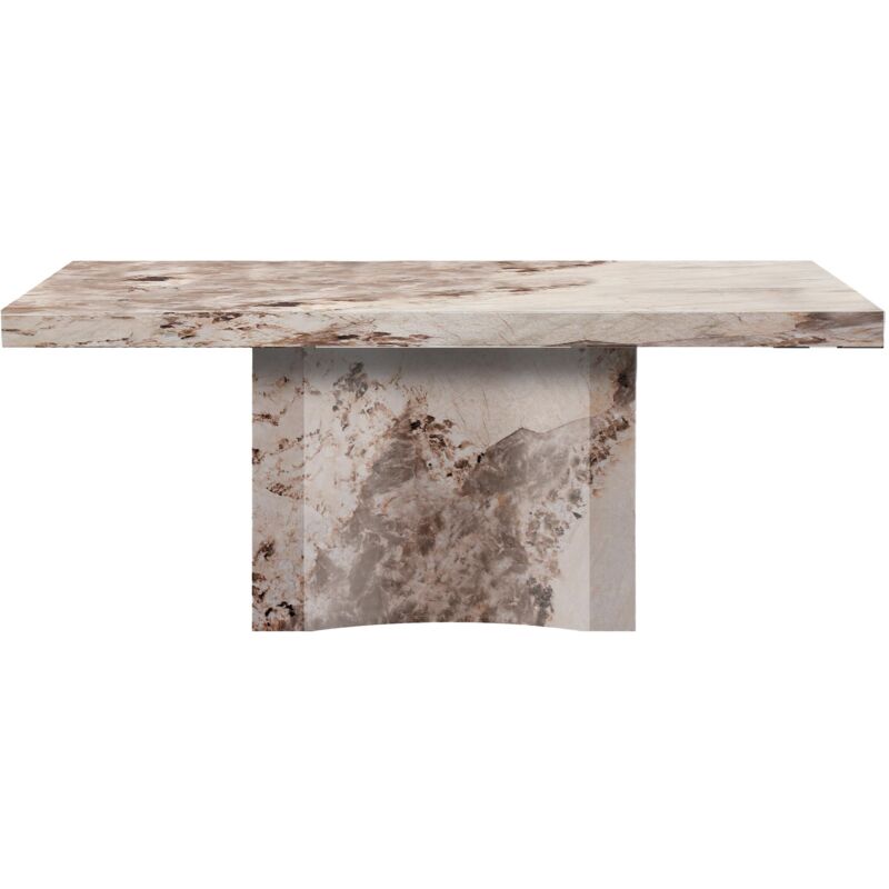 Mobilier Deco - malya - Table à manger marbre d'ingénierie beige et marron