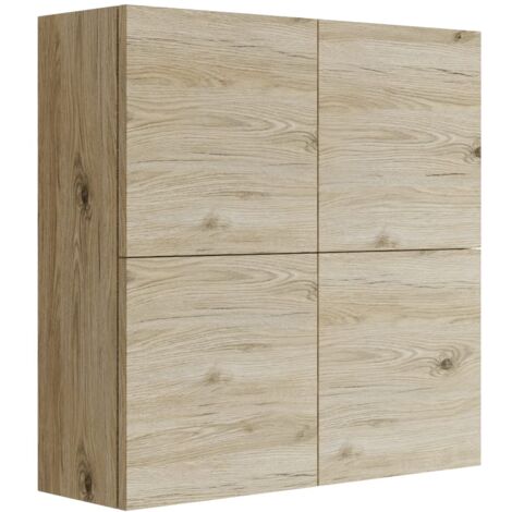 MaMa Store Atena Pensile Doppio Mettitutto 4 ante e sistema di apertura push adn pull, Laminato, Quercia Naturale L. 71 X P. 22 X H. 71 Cm