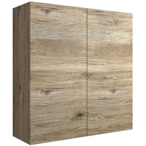 Mama Store ERA Pensile Doppio in Legno 2 ante e sistema di apertura push and pull, Laminato, QUERCIA NATURALE L. 68 X P. 22 X H. 71 Cm