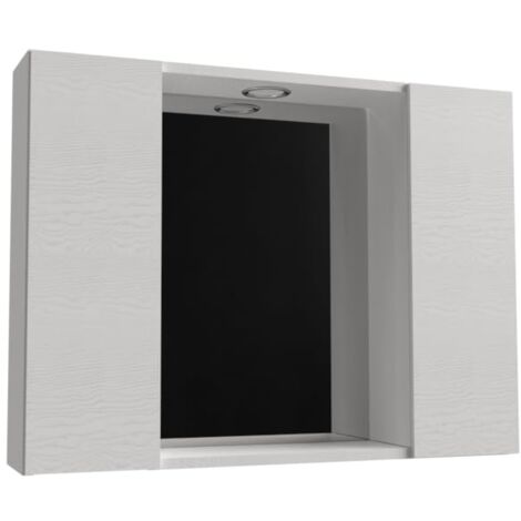 Mama Store SPECCHIERA Bagno con 2 VANI Contenitore e Luce LED-Bianco Artico, Legno ingegnerizzato, 81 CM X P. 16 CM X H. 60 CM