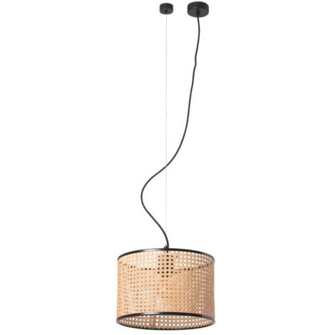 MAMBO Hängelampe schwarz/rattan ø320 64314-48