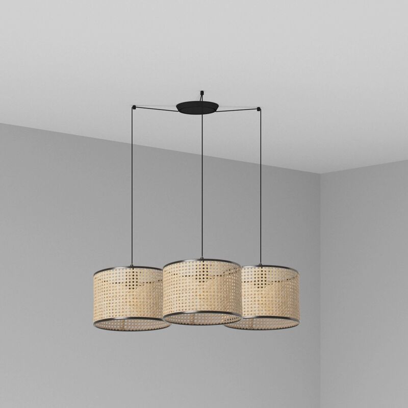 Faro Barcelona - mambo Lampadaire noire/rotin ø320 3L 64314-48-3L