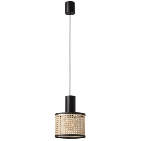 MAMBO Lámpara colgante simple negra/ratán ø210 64315-47