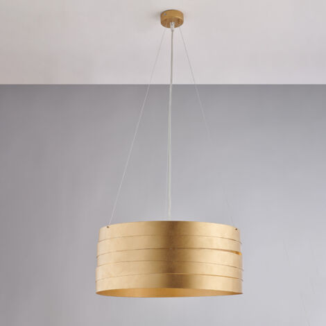 Mambo Suspension en fer laqué blanc décor or antique et câbles en acier réglables 3 lumières 120 d.45 BL157-3-ORO