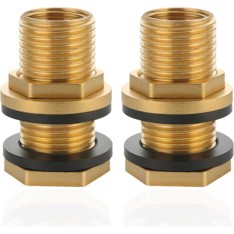 Mamelon double G1/2" (Ø 20mm) laiton mâle,4 pièces hexagonal G1/2"M/M,Raccord de jonction 2 x M Raccord fileté,Double mamelon Raccords en convient pour l'eau potable Passage Citerne D'eau Pluie Ag/Ig
