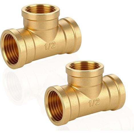 Mamelon double G1/2" (Ø 20mm) laiton mâle,4 pièces hexagonal G1/2"M/M,Raccord de jonction 2 x M Raccord fileté,Double mamelon Raccords en convient pour l'eau potable T-pièce Femelle