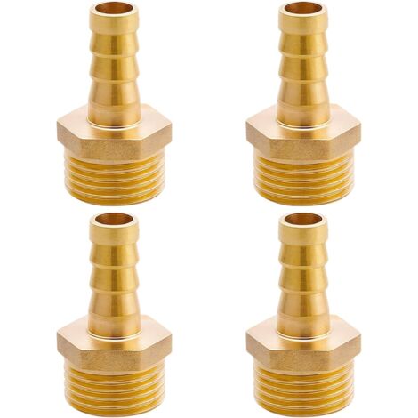 Mamelon double G1/2" (Ø 20mm) laiton mâle,4 pièces hexagonal G1/2"M/M,Raccord de jonction 2 x M Raccord fileté,Double mamelon Raccords en convient pour l'eau potable Tuyau Fileté G1/2 10mm