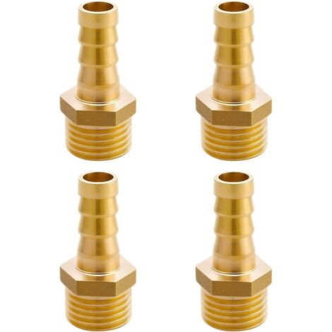 Mamelon double G1/2" (Ø 20mm) laiton mâle,4 pièces hexagonal G1/2"M/M,Raccord de jonction 2 x M Raccord fileté,Double mamelon Raccords en convient pour l'eau potable Tuyau Fileté G3/8 10mm