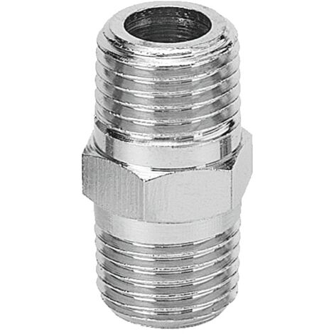 Mamelon égal A1212P - laiton nickelé - R 1/4" x R 1/2" - pneumatique - 8 mm - PREVOST
