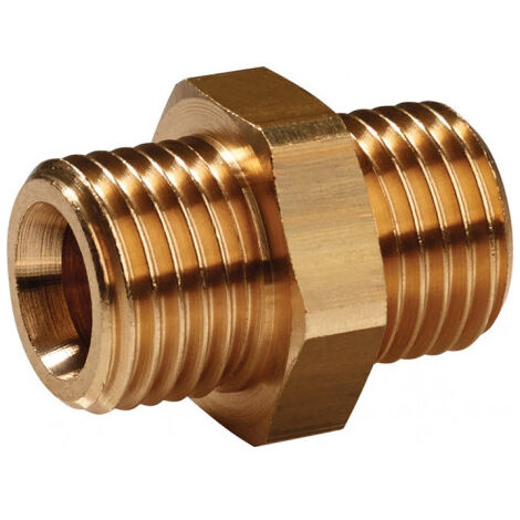 Mamelon fileté double laiton filetage extérieur G 1/4 x G 3/8 po. SW 19 mm