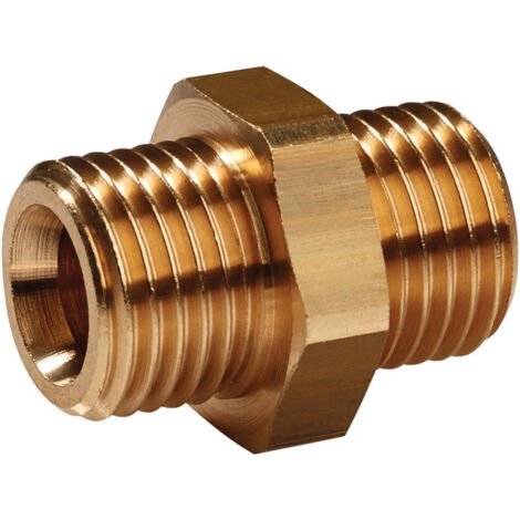 Mamelon fileté double laiton filetage extérieur G 3/8 x G 3/8 po. SW 19 mm