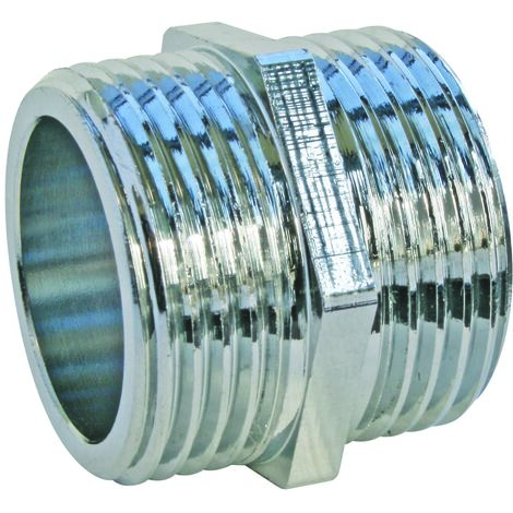 Mamelon laiton chromé - Double Mâle 20/27 - Sachet 2 pièces