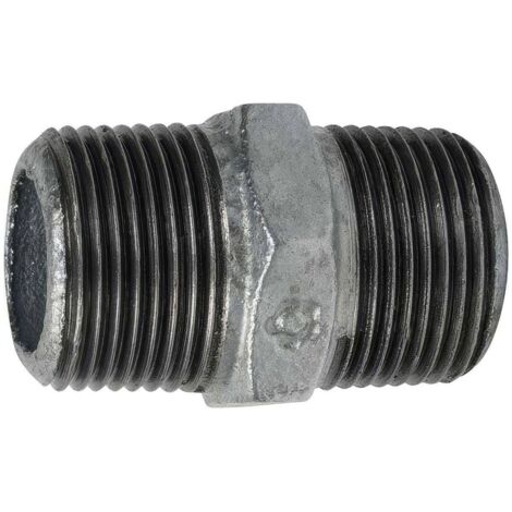 Mamelon Mâle-Mâle en Fonte Malléable Galvanisée 1''