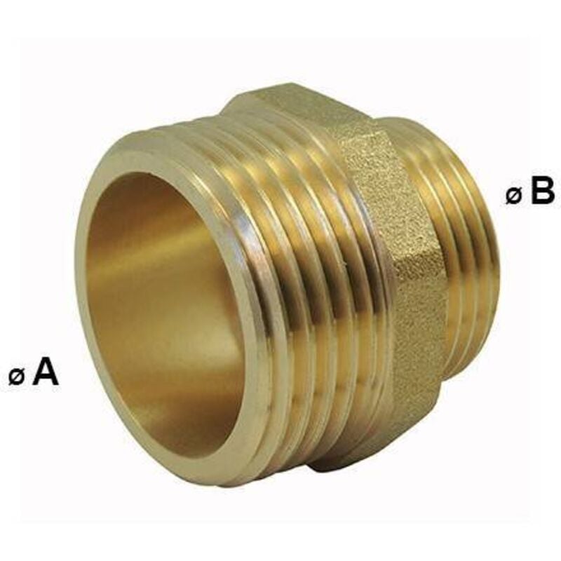 Mamelon Mâle/Mâle réduit en laiton ø a: 2'' ø b: 1''1/4