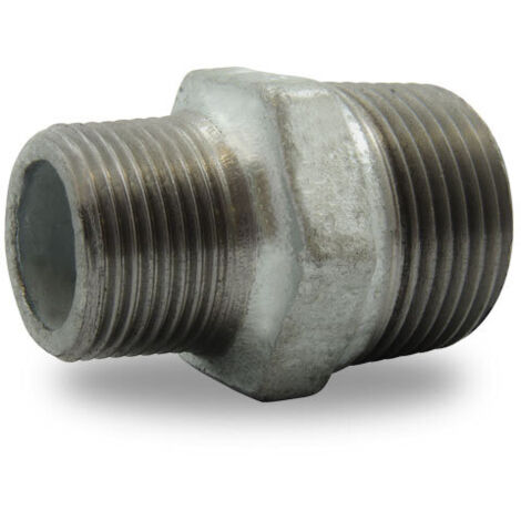 MAMELON REDUIT MALE/MALE EN FONTE MALLEABLE, GALVANISE 1X3/4