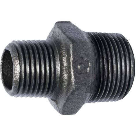 Mamelon Réduit Mâle Mâle Fonte Noir - Raccord Plomberie Gaz Industriel Ø A: 1''  Ø B: 3/4''