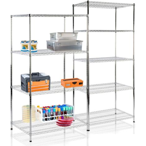 Mammut – Étagère pour charge lourde 4 étagères 90 x 60 x 160 cm – Acier chromé – Charge max 750 kg – Assemblage sans outils