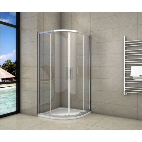 Mampara de ducha semicircular deslizante vidrio impreso h 185 mod. Junior  90x90 cm