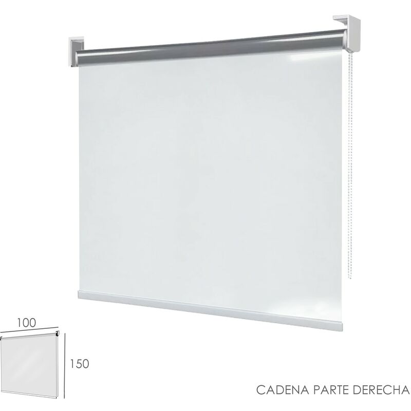 

Riel Chyc - Mampara cortina enrollable pvc transparente, medidas 100 x 150 cm. cadena lado derecho