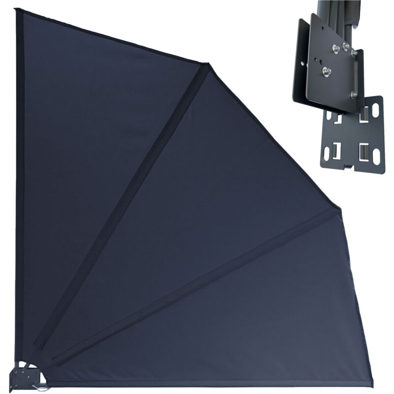 

Mampara de balcón de pared Premium 140x140cm tela de balcón tabique protección contra el viento protección solar Gris RAL 7012