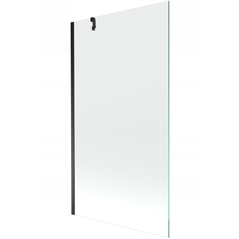 Mampara de Bañera 1 hoja Vidrio transparente, 100x150 cm, Perfil negro