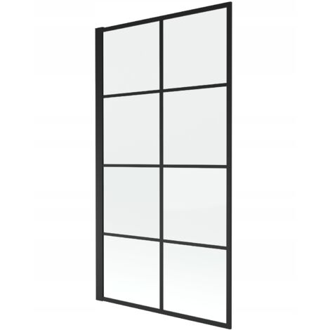 Mampara de Bañera 1 hojas Vidrio transparente, 80x140 cm, Perfil negro