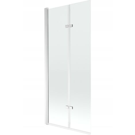 Mampara de Bañera 2 hojas Vidrio transparente, 80x150 cm, Perfil cromo