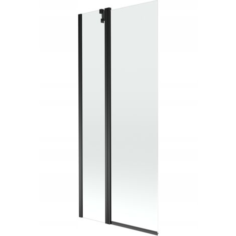 Mampara de Bañera 2 hojas Vidrio transparente, 80x150 cm, Perfil negro