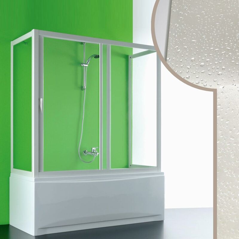 

Mampara de bañera de acrílico h 150 cm 3 lados mod. Plutone 90x170x90 cm con apertura lateral