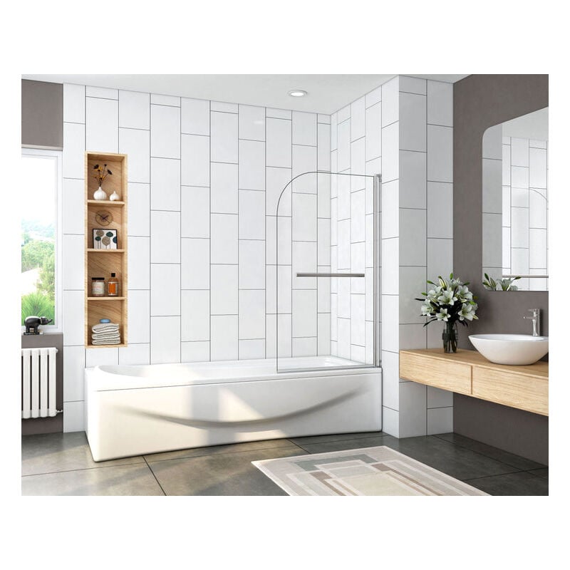 

Mampara de bañera Abatible de 1 Hoja 180 grados con Toallero 80x140cm