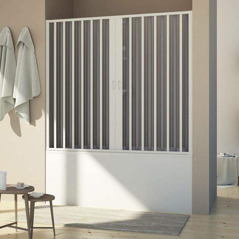 

Mampara de bañera extensible de pvc h 150 cm mod. Delfi Central 150 cm con apertura lateral