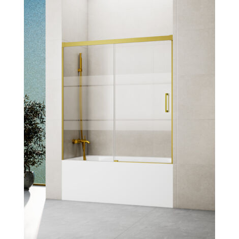 Mampara de bañera. Medida: 165 - 170 cm, BASICA ORO FROST fijo + corredera