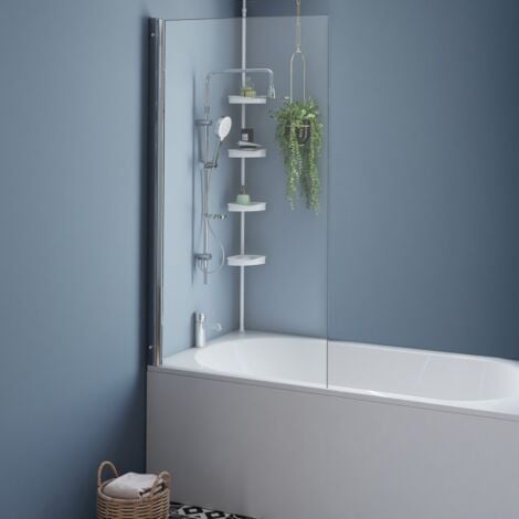 Mampara de baño de 1 hoja 80x140 cm con perfil de aluminio plateado