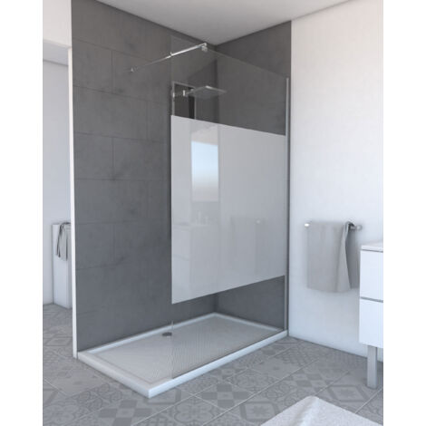 Mampara de ducha 120x200cm - Cristal templado Esmerilado de 8mm - Perfil Cromado - FREEDOM 2 FROSTED