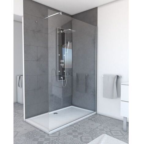 Mampara de ducha 140x200cm - Cristal templado transparente 8mm - Perfil Cromado - FREEDOM 2 CHROMED