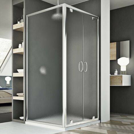 Mampara de ducha 2 hojas abatibles vidrio impreso h 185 mod. Sintesi Duo 2 Hojas 75x90 ap. 90 cm rectangular