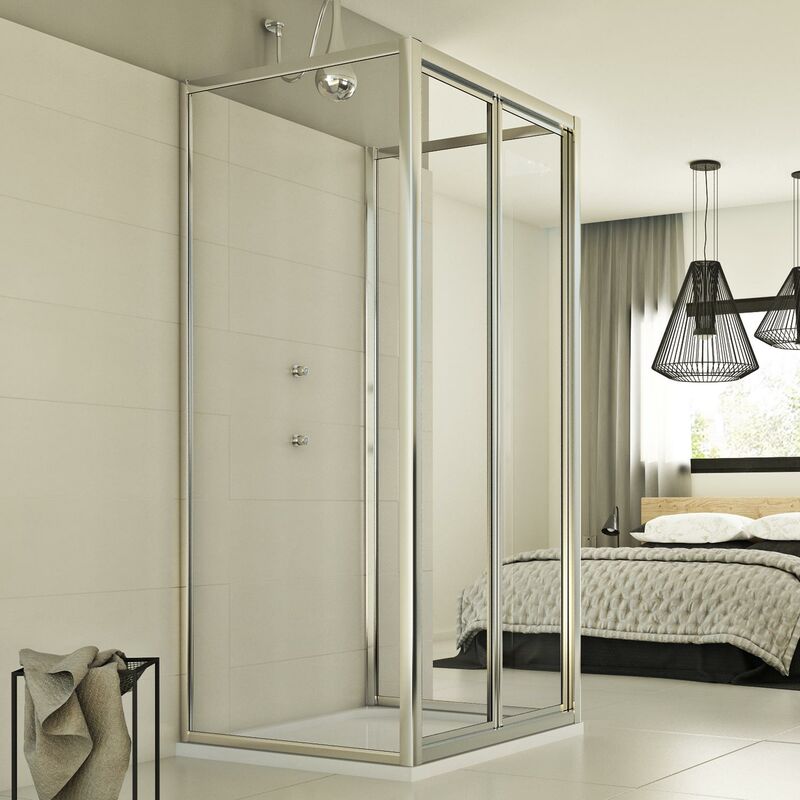

Mampara de ducha 3 lados plegable vidrio transparente h 198 mod. Urban Trio P 70x70x70 cm