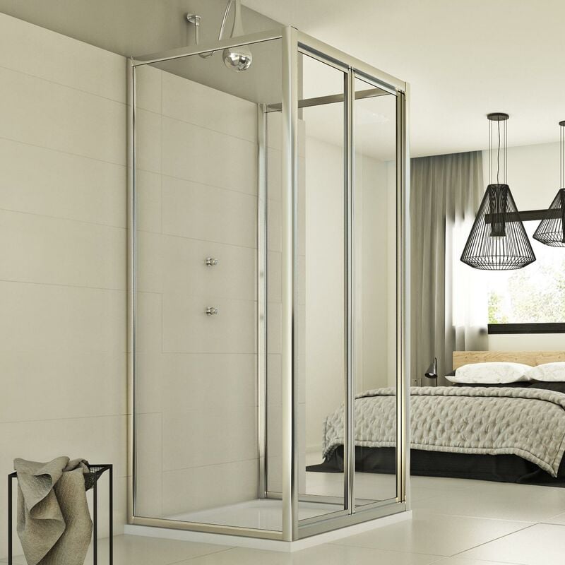 

Mampara de ducha 3 lados plegable vidrio transparente h 198 mod. Urban Trio P 80x75x80 cm