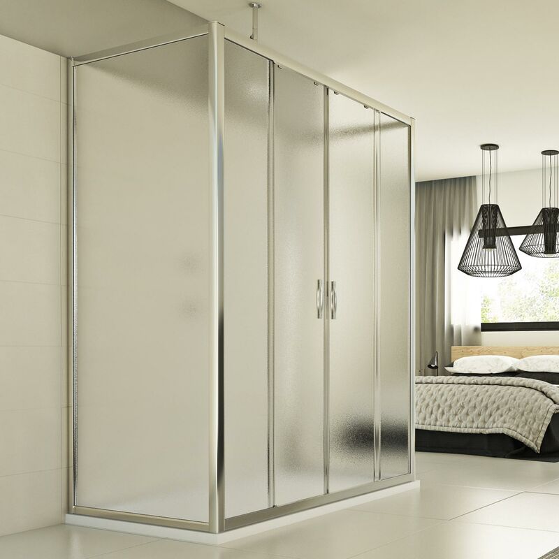 

Mampara de ducha 3 lados vidrio impreso h 198 mod. Young Trio 2 Hojas 75x150x75 cm